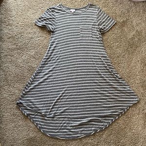 Lularoe grey and white striped ribbed Carly dress